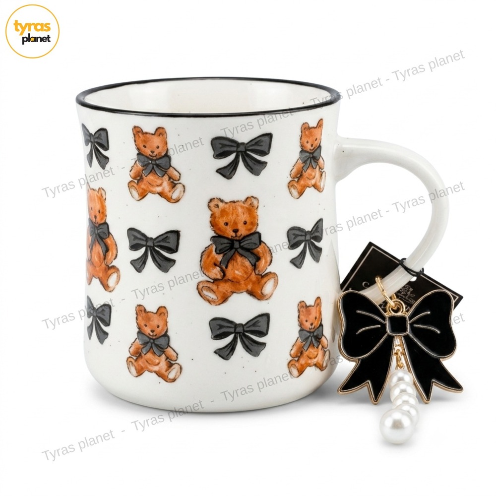 Cobwebs &‎ Cauldrons Teddy Bear Coffee Mug w/ Bow Charm Tea Cup - AS IS